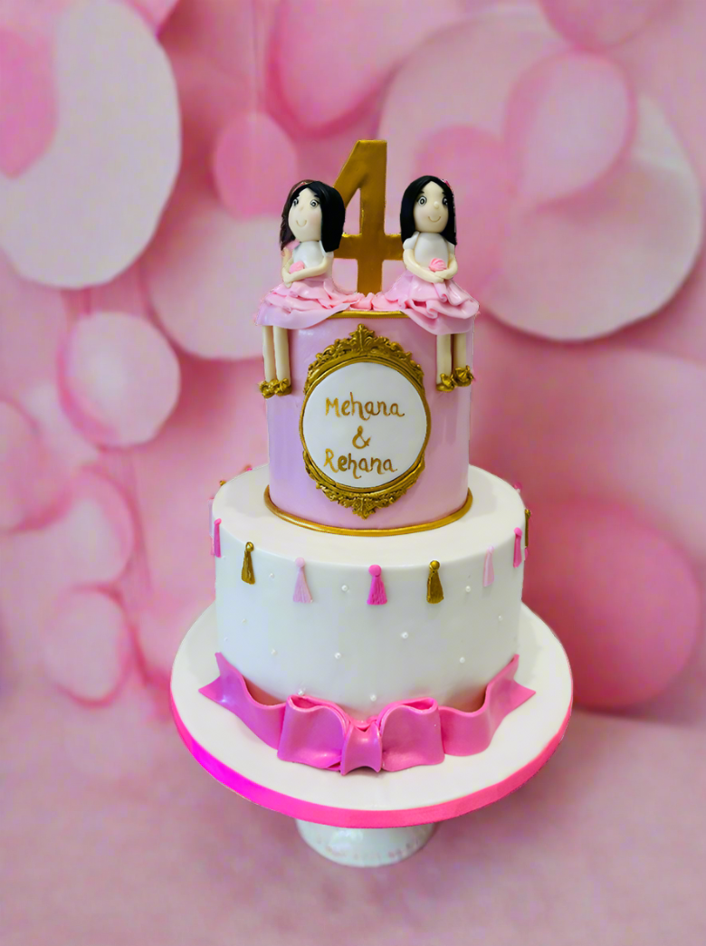 Twins Fondant Tiered Cake