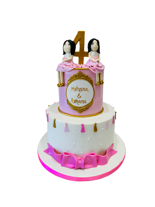 Twins Fondant Tiered Cake