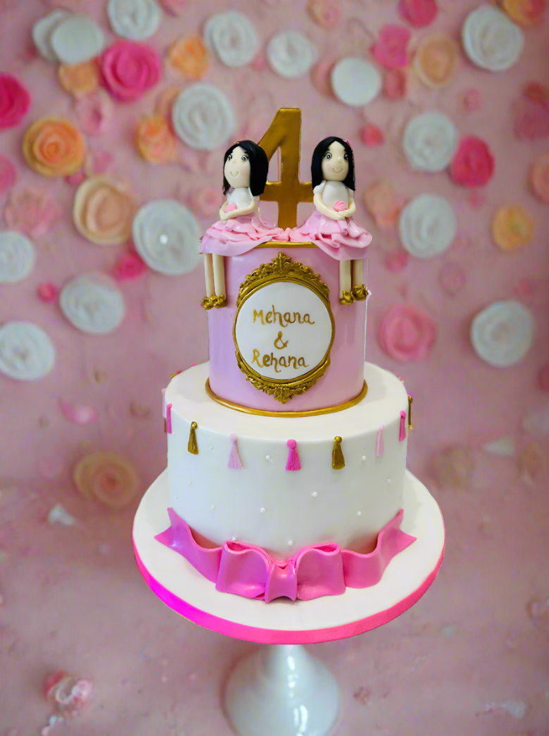 Twins Fondant Tiered Cake