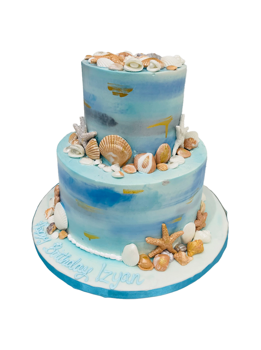 Underwater Tiered Cream Cake