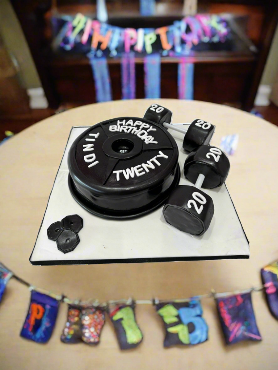 Weight Molded Gym Fondant Cake