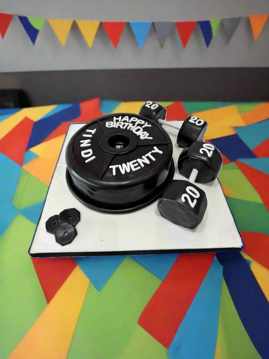 Weight Molded Gym Fondant Cake