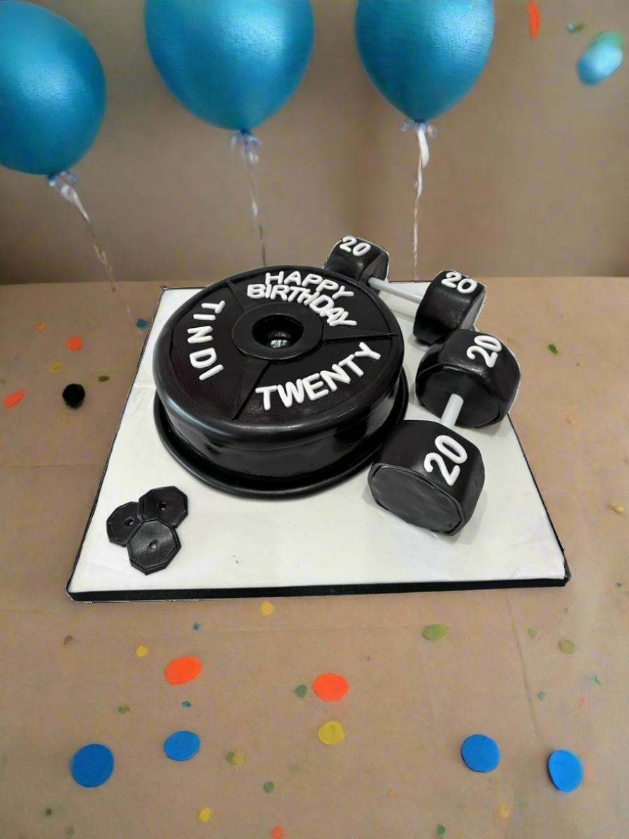 Weight Molded Gym Fondant Cake