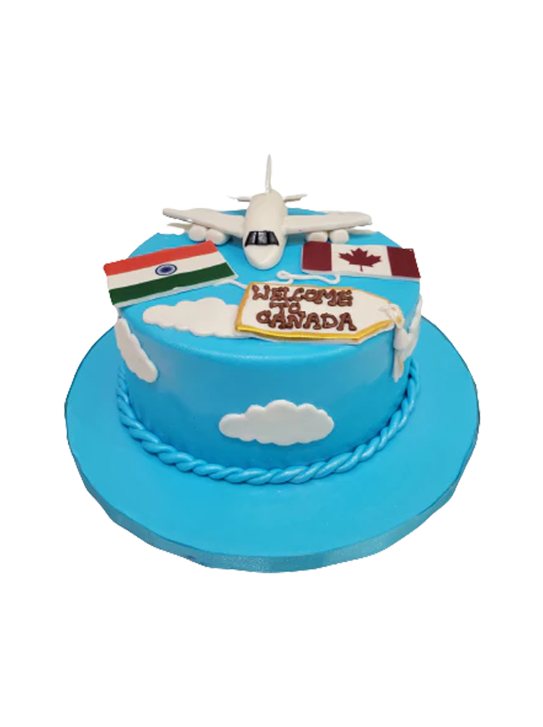 Welcome To Canada Plane Fondant Cake