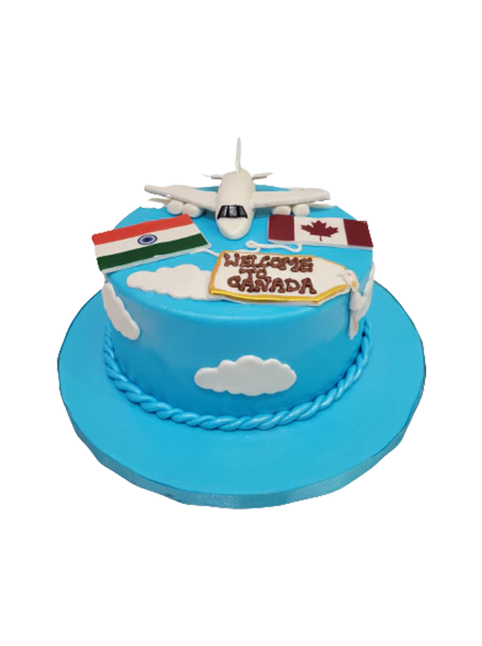 Welcome To Canada Plane Fondant Cake