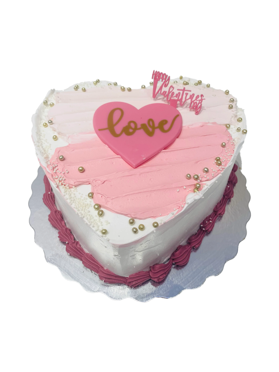 White & Pink Heart Cake