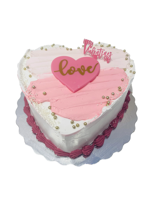 White & Pink Heart Cake