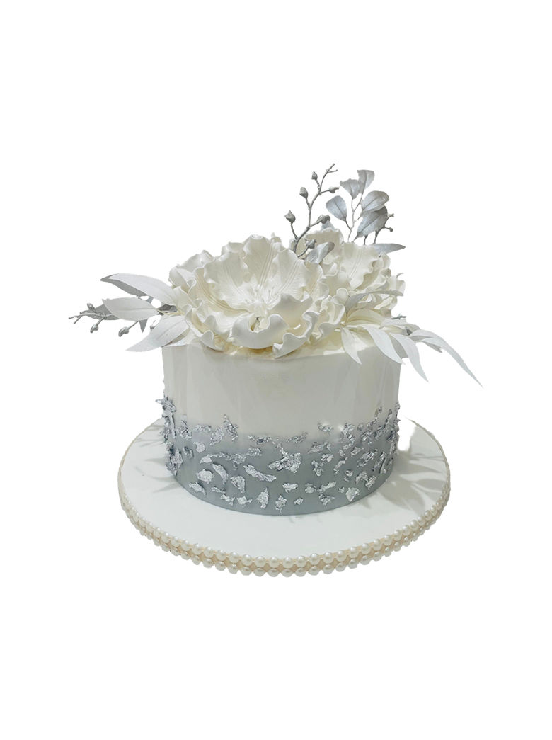 White & Silver Cream Cake