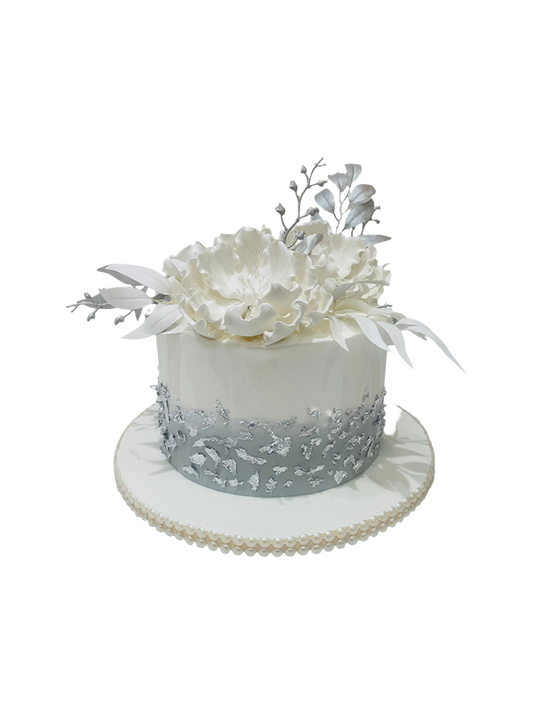 White & Silver Cream Cake