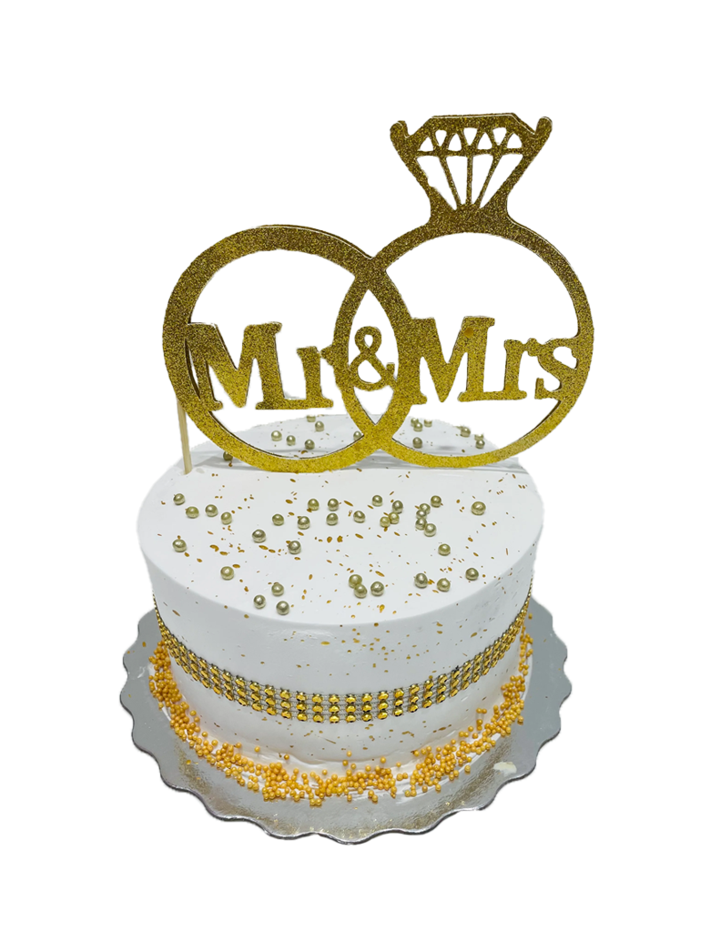 White & Gold Mr. & Mrs. Cake