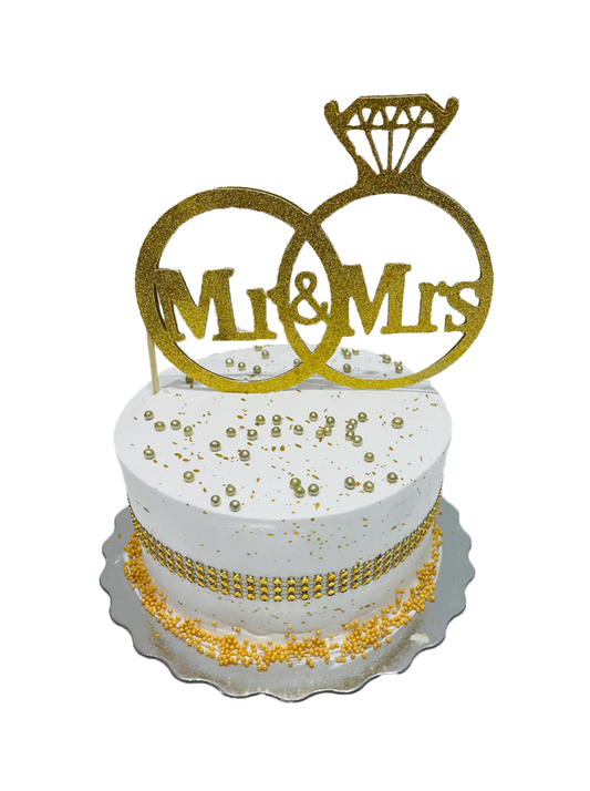 White & Gold Mr. & Mrs. Cake