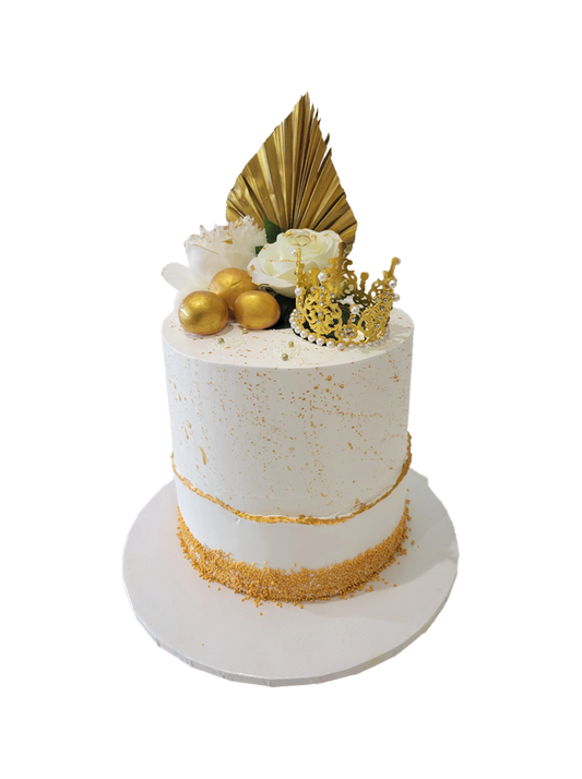 White & Gold Crown Cake