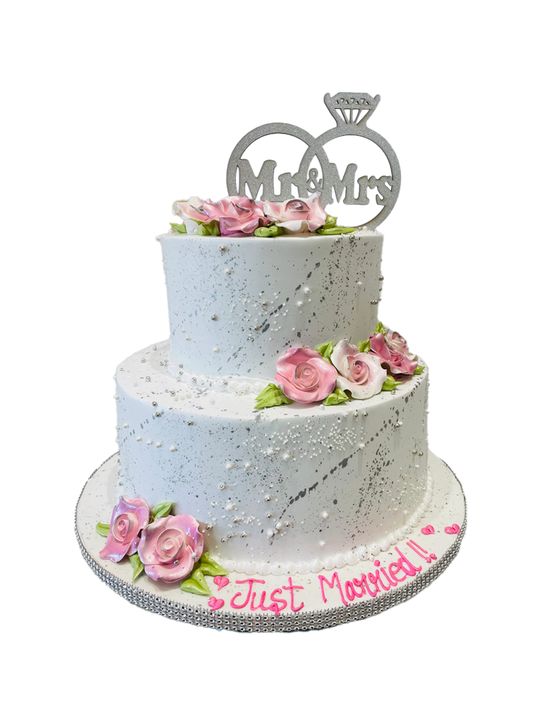 White Rose Engagement Cake