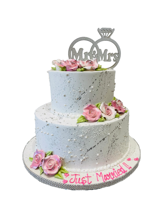 White Rose Engagement Cake