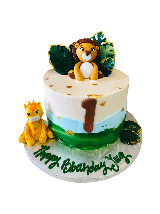 Yug Jungle Theme Cream Cake