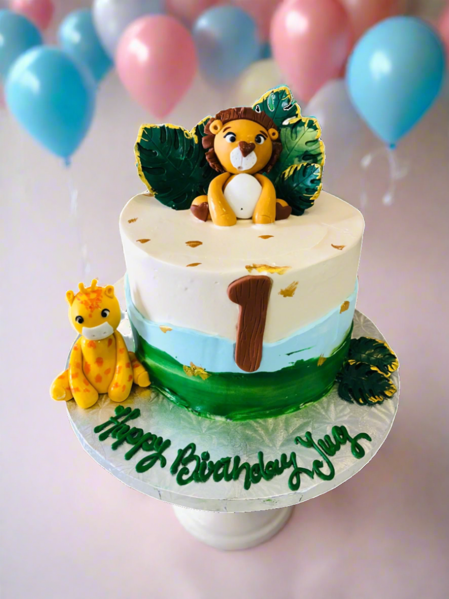 Yug Jungle Theme Cream Cake