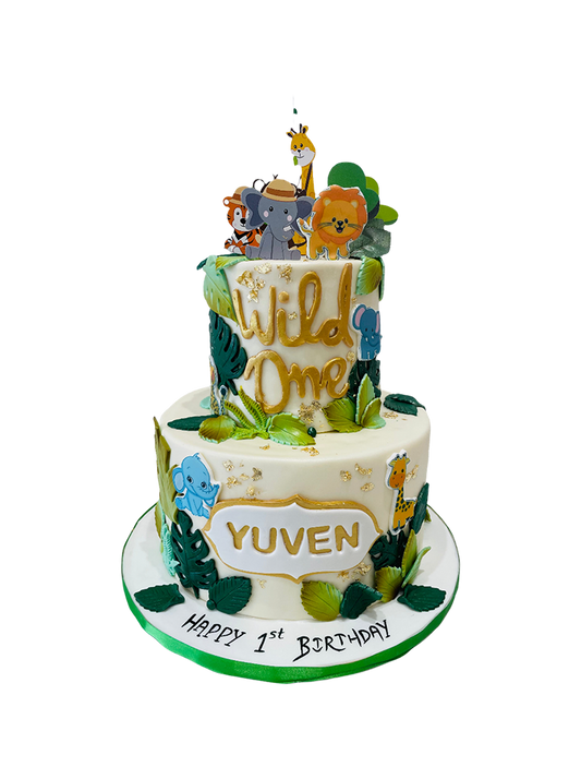 Yuven Jungle Fondant Tiered Cake