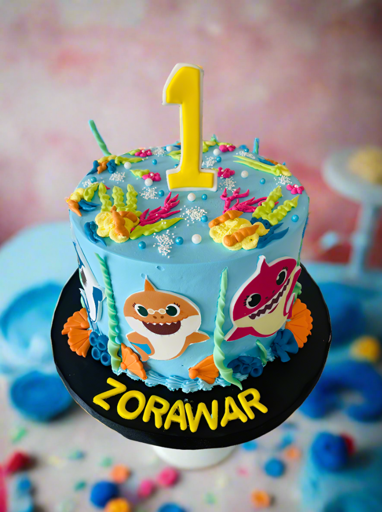 Zorawar Baby Shark Cream Birthday Cake