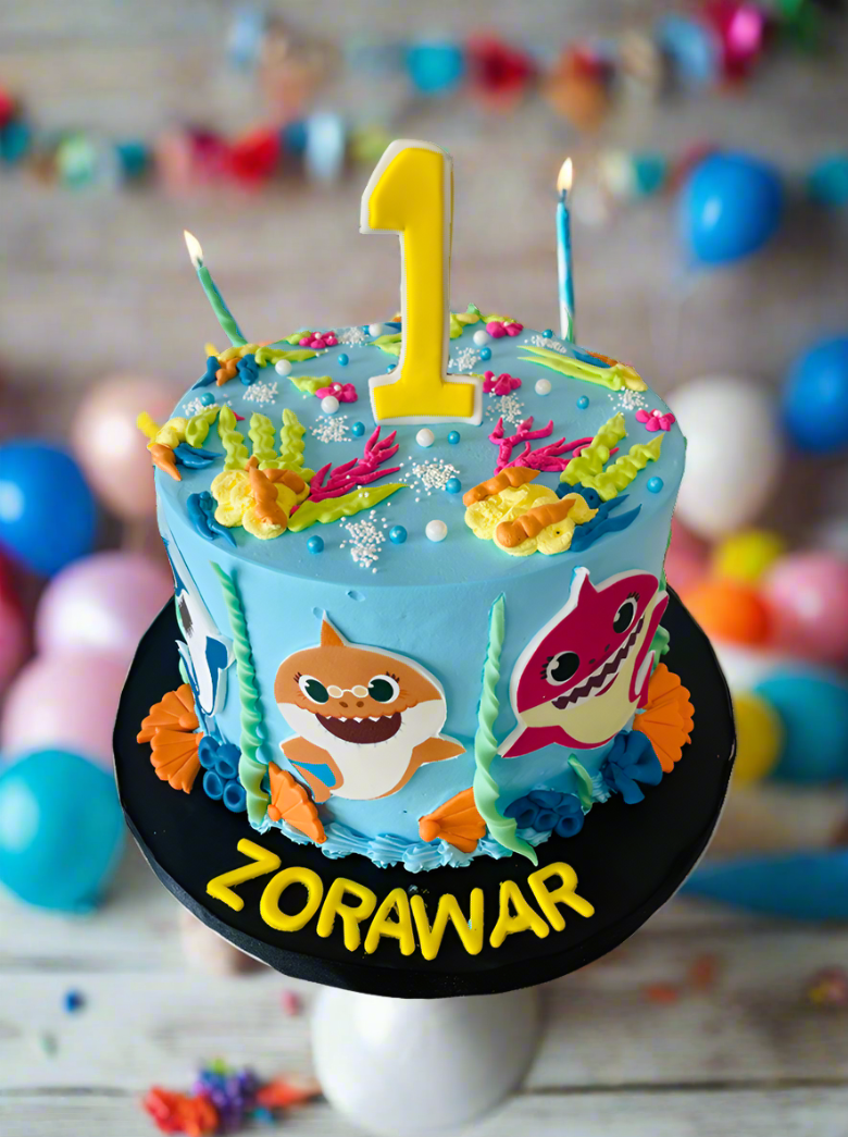 Zorawar Baby Shark Cream Birthday Cake