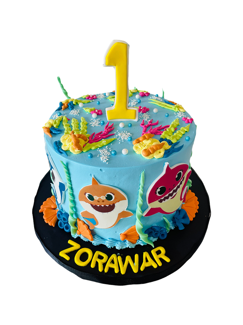 Zorawar Baby Shark Cream Birthday Cake