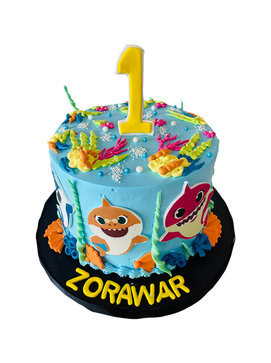 Zorawar Baby Shark Cream Birthday Cake