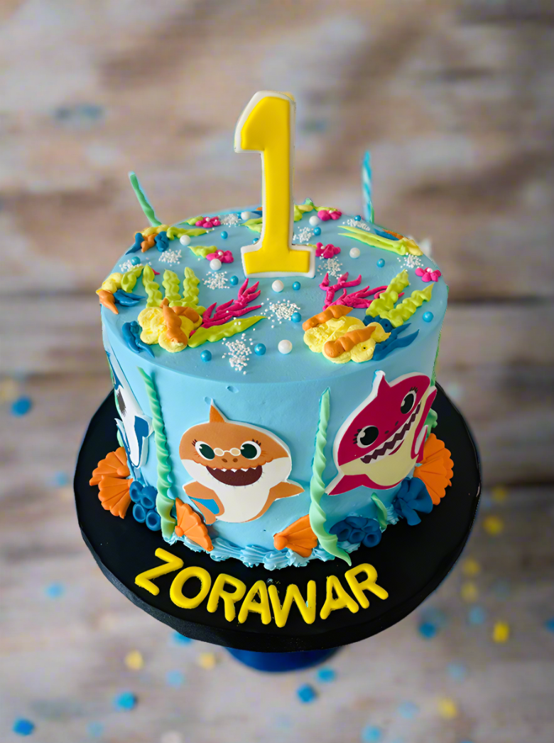 Zorawar Baby Shark Cream Birthday Cake